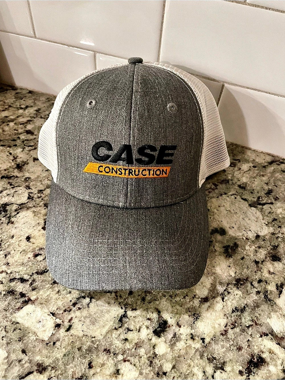 Case Construction Trucker Cap with White Mesh Back Gray & White